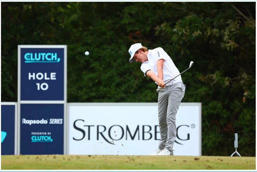 Seb Creaser at impact, ball in flight